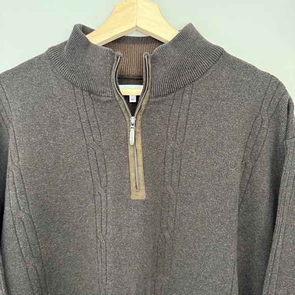 Alex Cannon 1/4 Zip Sweater Size XL Classic Look with Elbow Patches Brown - Picture 2 of 12